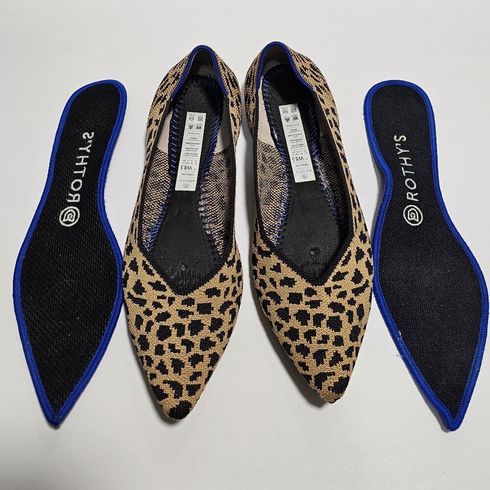 Rothy's Brown and Black Leopard Point Flats Sleek Loafers size 8.5 - Picture 5 of 8